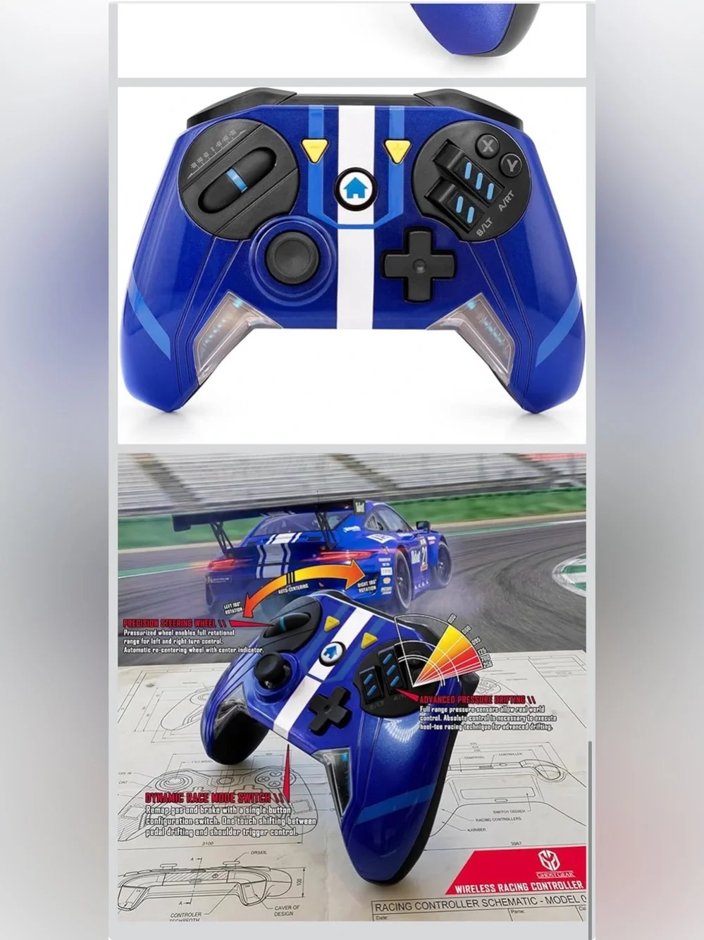 GHOST GEAR Wireless Racing Controller Nintendo Switch 2/Switch/PC RED/BLUE - Picture 5 of 9